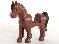 LEGO part Horse with 2 x 2 Cutout with Black Mane and Tail, Brown Eyes, and White Blaze Pattern 93083c01pb03