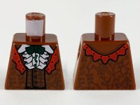 LEGO part Torso Robe and Vest with Red Lapel, White Ruffled Shirt and Dark Green Bow Tie Pattern 973pb3701