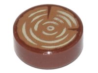 LEGO part Tile, Round 1 x 1 with Tree Stump / Wood Log Grain Pattern 98138pb042