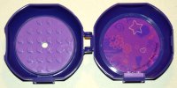 LEGO part Container, Pod with Medium Lavender 6 x 6 Round Plate and Medium Lavender 1 x 2 Plate with Friends Pattern (Stickers) - Set 5005236 29632c06pb01