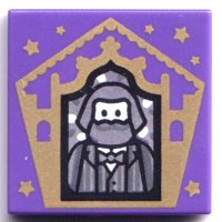 LEGO part Tile 2 x 2 with HP Chocolate Frog Card Bertie Bott Pattern 3068pb1736
