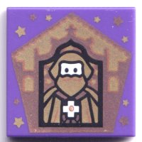 LEGO part Tile 2 x 2 with HP Chocolate Frog Card Godric Gryffindor Pattern 3068pb1745