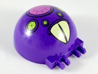 LEGO part Windscreen 6 x 6 x 3 Canopy Half Sphere with Dual 2 Fingers with Dark Pink and Lime Jewels with Large Yellowed Teeth Pattern 50747pb16