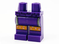 LEGO part Hips and Legs with Yellowish Green Pockets and Orange Knees with Lavender Spots Pattern 970c00pb1187