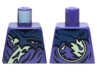 LEGO part Torso Ninjago Tattered Dark Blue and Yellowish Green Robe Pattern 973pb2083