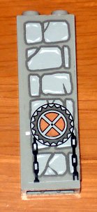 LEGO part Stein 1 x 2 x 5 mit Stein- und Ketten- und Kettenrad-Muster (Aufkleber) - Set 1382 2454pb021