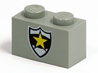 LEGO part Stein 1 x 2 mit Polizei gelbem Stern Abzeichen Muster 3004pb008