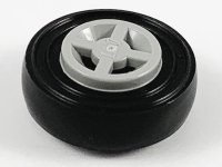 LEGO part Wheel 8mm D. x 6mm with Black Tire 14mm D. x 4mm Smooth Small Single (4624 / 3139) 4624c01