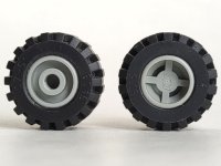 LEGO part Wheel 11mm D. x 12mm, Hole Round for Wheels Holder Pin with Black Tire 21mm D. x 12mm - Offset Tread Small Wide (6014a / 6015) 6014ac01