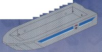 LEGO part Boat, Hull Unitary 32 x 10 x 1 2/3, Base with Coast Guard Pattern on Both Sides (Stickers) - Set 6435 71610pb02