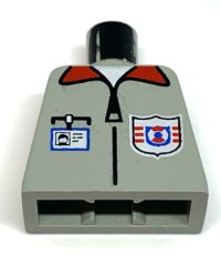 LEGO part Torso Rescue Coast Guard Logo, ID Badge, Red Collar, Zipper Pattern 973pb0040