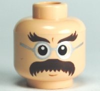 LEGO part Minifigure, Head Glasses with Bushy Moustache and Eyebrows Pattern (HP Flitwick) 3626pb0483