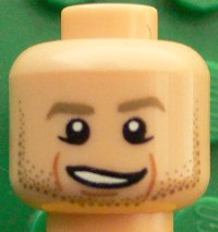 LEGO part Minifigure, Head Dark Tan Eyebrows, Stubble, Chin Dimple, Cheek Lines, Open Smile Pattern (Marco Reus) 3626pb1612