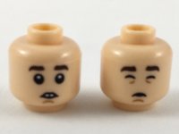 LEGO part Minifigure, Head Dual Sided Dark Brown Eyebrows, Buck Teeth / Closed Eyes and Mouth Pattern 3626pb2202