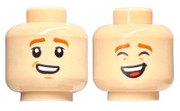 LEGO part Minifigure, Head Dual Sided Child Dark Orange Eyebrows, Lopsided Smile with Teeth / Laughing with Closed Eyes Pattern - Hollow Stud 3626pb2678