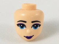 LEGO part Mini Doll, Head Friends with Dark Azure Eyes, Dark Purple Lips Pattern 48252