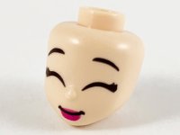 LEGO part Mini Doll, Head Friends with Black Eyebrows, Closed Eyes and Magenta Lips Pattern 77786