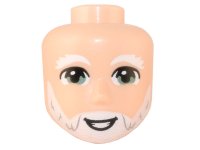LEGO part Mini Doll, Head Friends Male Large with White Eyebrows and Beard, Sand Green Eyes, Smile with Teeth Pattern 84048