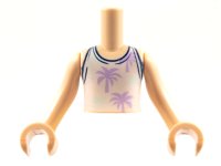 LEGO part Torso Mini Doll Boy White Top with Palm Trees Pattern, Light Nougat Arms with Hands FTBpb048c01