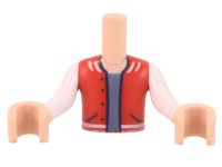 LEGO part Torso Mini Doll Boy Red Vest with Pockets, Sand Blue Undershirt Pattern, Light Nougat Arms with Hands with White Long Sleeves FTBpb062c01
