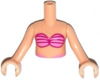 LEGO part Torso Mini Doll Girl Bright and Dark Pink Bikini Shell Bra Top Pattern, Light Nougat Arms with Hands FTGpb064c01