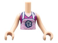 LEGO part Torso Mini Doll Girl Magenta Halter Top with Bright Pink Zigzag Apron and Rosette Pattern, Light Nougat Arms with Hands FTGpb267c01