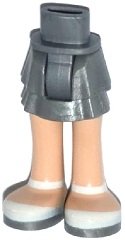 LEGO part Mini Doll Hips and Skirt Layered, Light Nougat Legs and White Shoes with Ankle Straps Pattern - Thick Hinge 92250c00pb11