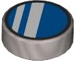 LEGO part Tile, Round 1 x 1 with Blue Circle with Black Outline and 2 White Stripes Pattern (Glasses) 98138pb389
