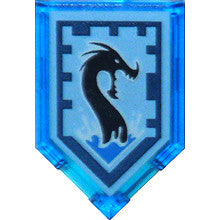 Part 22385pb031 - Tile, Modified 2 x 3 Pentagonal with Nexo Power Shield Pattern - Sea Dragon