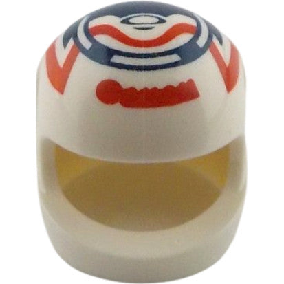 Part 2446pb61 - Minifigure, Headgear Helmet Motorcycle (Standard) with Dark Blue Ring and Red Wavy Line Pattern