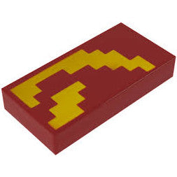 Part 3069pb1018 - Tile 1 x 2 with Minecraft Pixelated Bright Light Orange Flame Pattern