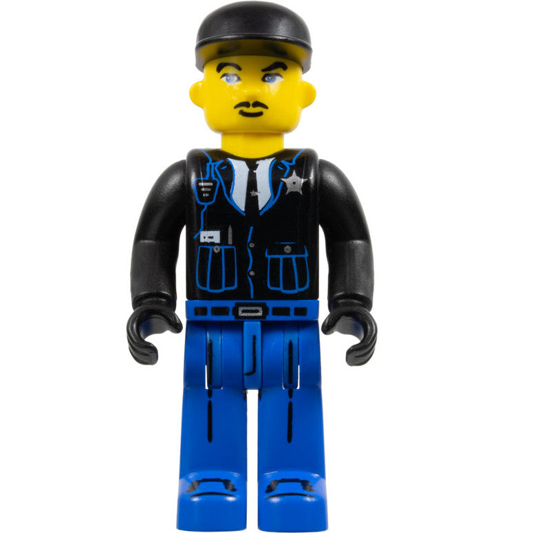 Minifig 4j017 - Police - Blue Legs, Black Jacket, Black Cap