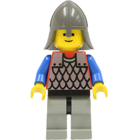 Minifig cas160 - Scale Mail - Red with Blue Arms, Light Gray Legs with Black Hips, Dark Gray Neck-Protector
