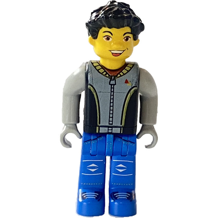 Minifig cre004 - Max, Black Torso, Light Gray Arms, Blue Legs
