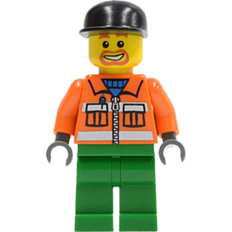 Minifig cty0046 - Sanitary Engineer 1 - Green Legs, Beard Around Mouth