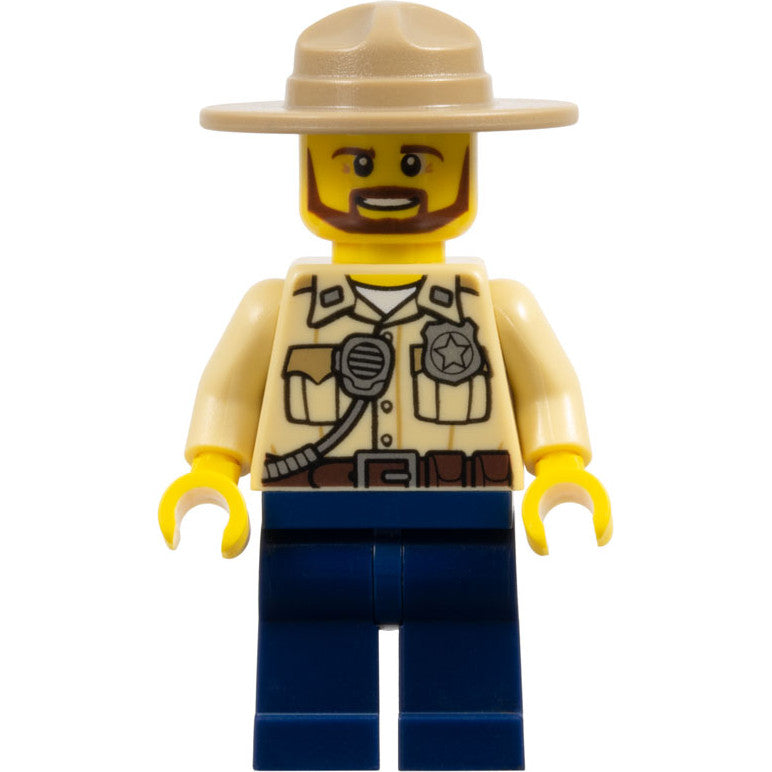 Minifig cty0517a - Swamp Police - Officer, Shirt, Dark Tan Hat, Brown Beard
