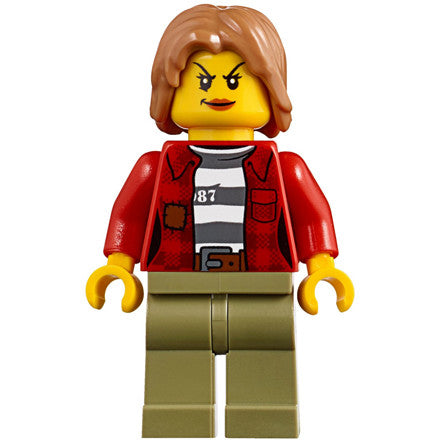Minifig cty0851 - Mountain Police - Crook Female Jacket over 87 Prison Stripes