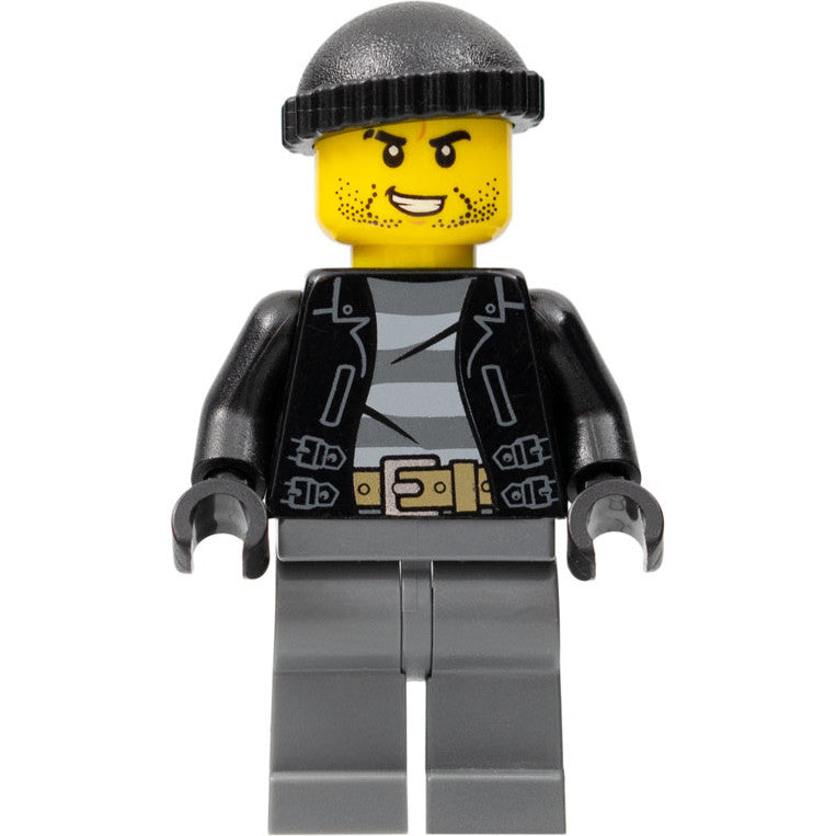 Minifig cty0930 - Police - City Bandit Crook, Black Knit Cap, Black Stubble