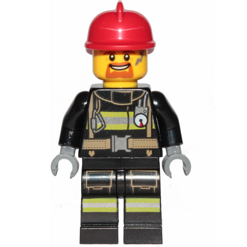 Minifig cty0965 - Fire - Reflective Stripes with Utility Belt, Red Fire Helmet, Goatee