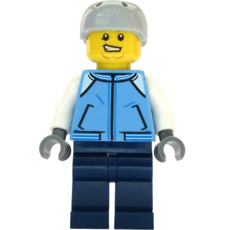Minifig cty1087 - Snowboarder - Male, Medium Blue Jacket, Light Bluish Gray Sports Helmet