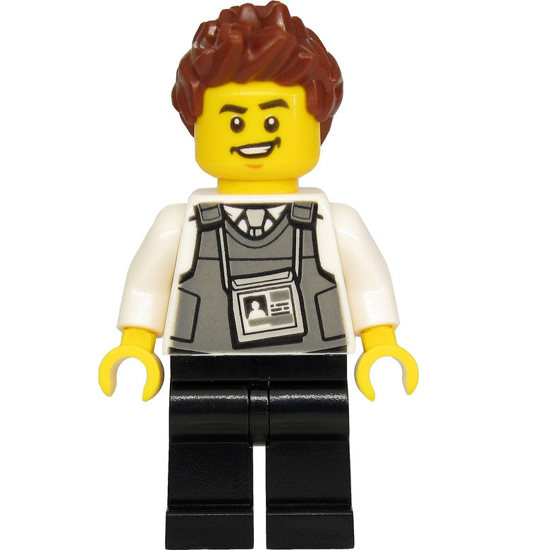 Minifig cty1135 - Police - Security Officer, Black Legs, Brown Hair
