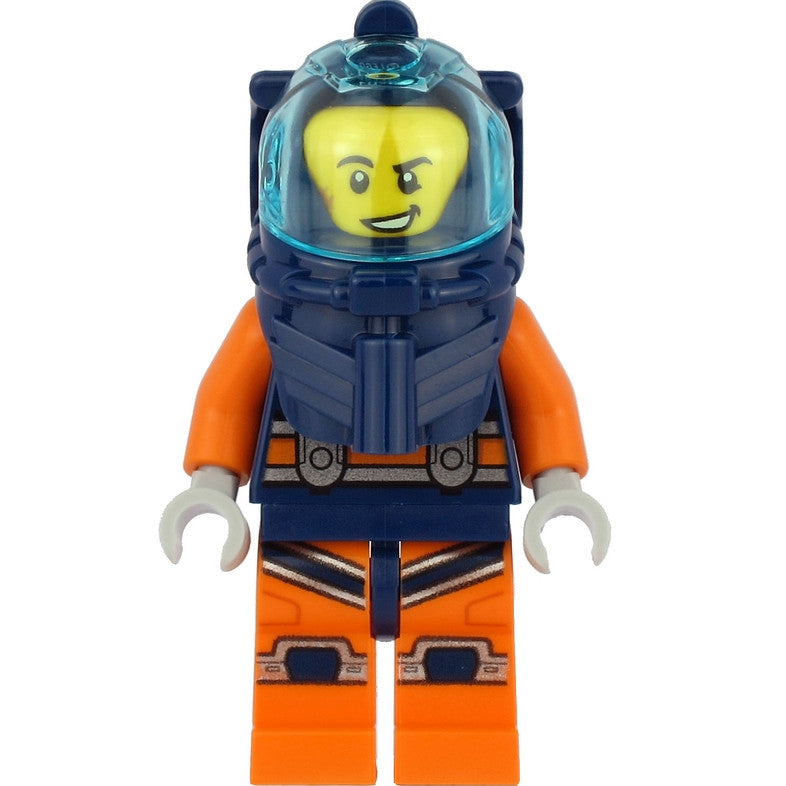 Minifig cty1164 - Deep Sea Diver - Male, Dark Blue Helmet, Lopsided Grin
