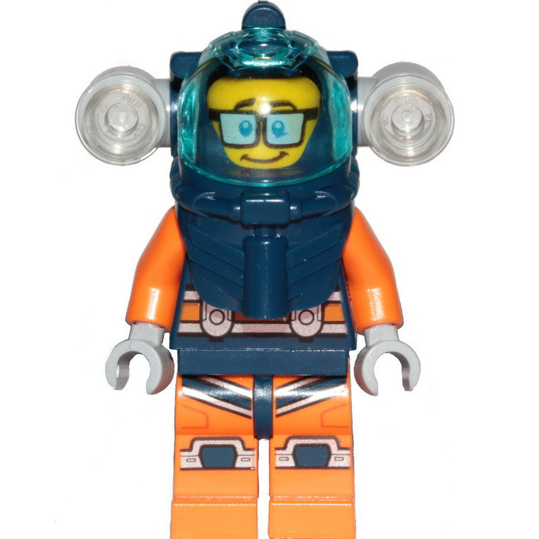 Minifig cty1170 - Deep Sea Diver - Male, Dark Blue Helmet, Side Lamps, Glasses, Smile / Shocked