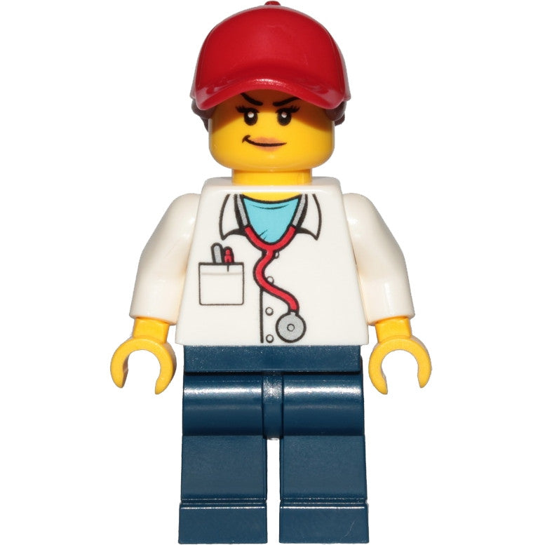 Minifig cty1418 - Personal Trainer - Female, Red Ball Cap with Reddish Brown Ponytail
