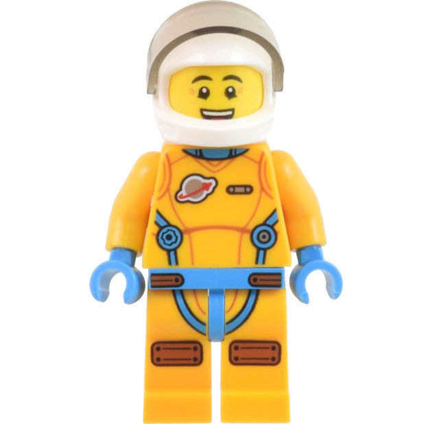 Minifig cty1446 - Lunar Research Astronaut - Male, Bright Light Orange and Dark Azure Suit, White Helmet, Trans-Brown Visor (Lieutenant Jamie)