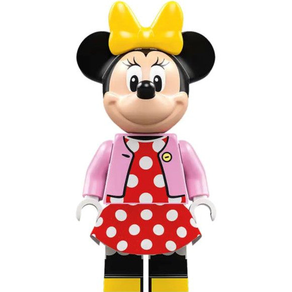 Minifig dis089 - Minnie Mouse - Bright Pink Jacket, Red Polka Dot Dress, Yellow Bow