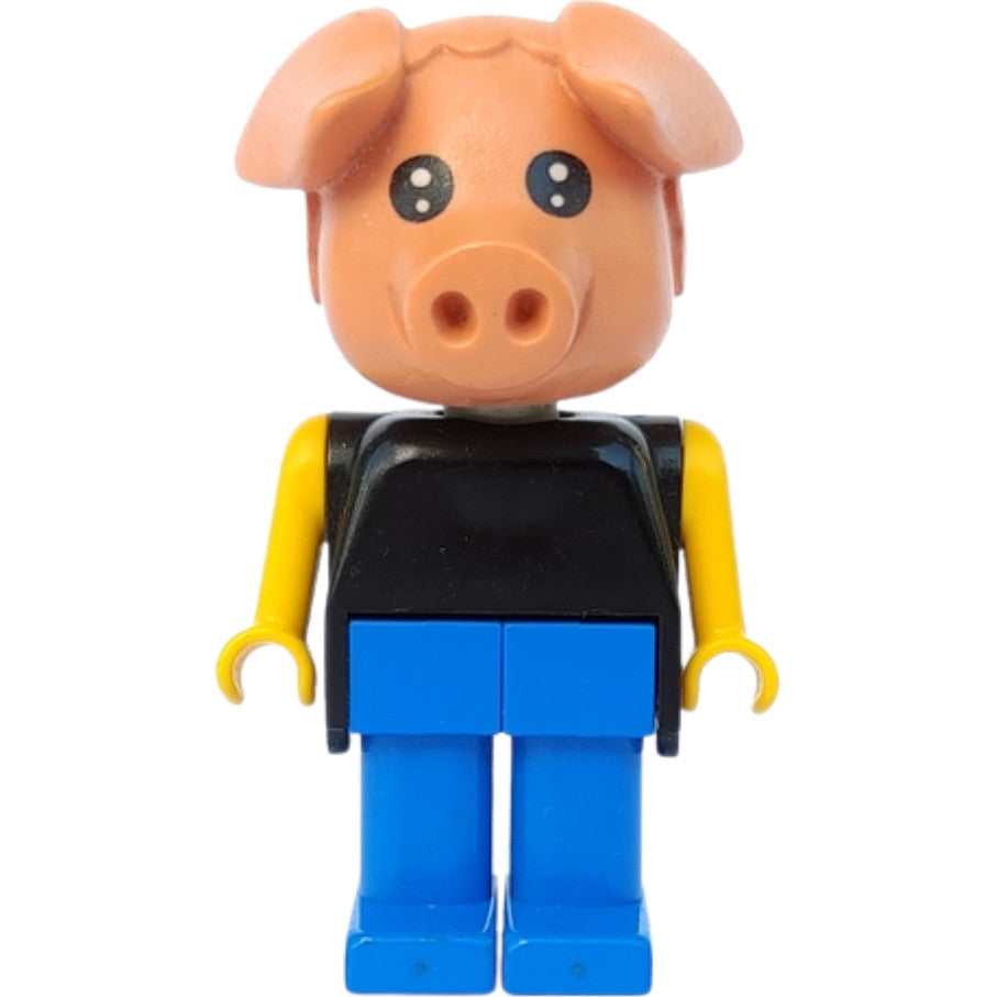 Minifig fab11b - Fabuland Pig - Hugo Hog, Blue Legs, Black Top, Yellow Arms