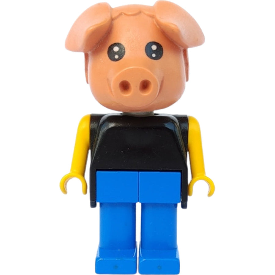 Minifig fab11b - Fabuland Pig - Hugo Hog, Blue Legs, Black Top, Yellow Arms