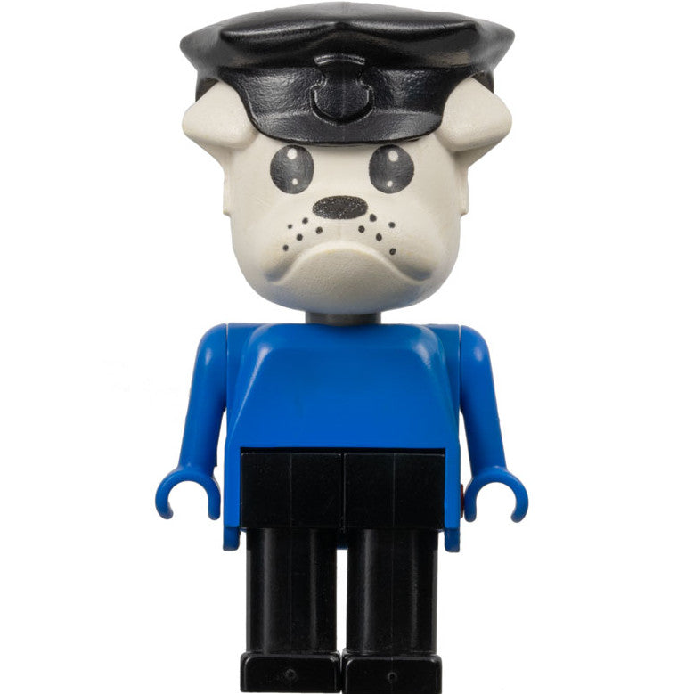 Minifig fab2b - Fabuland Bulldog - Constable Clarke Bulldog, White Head, Black Police Hat