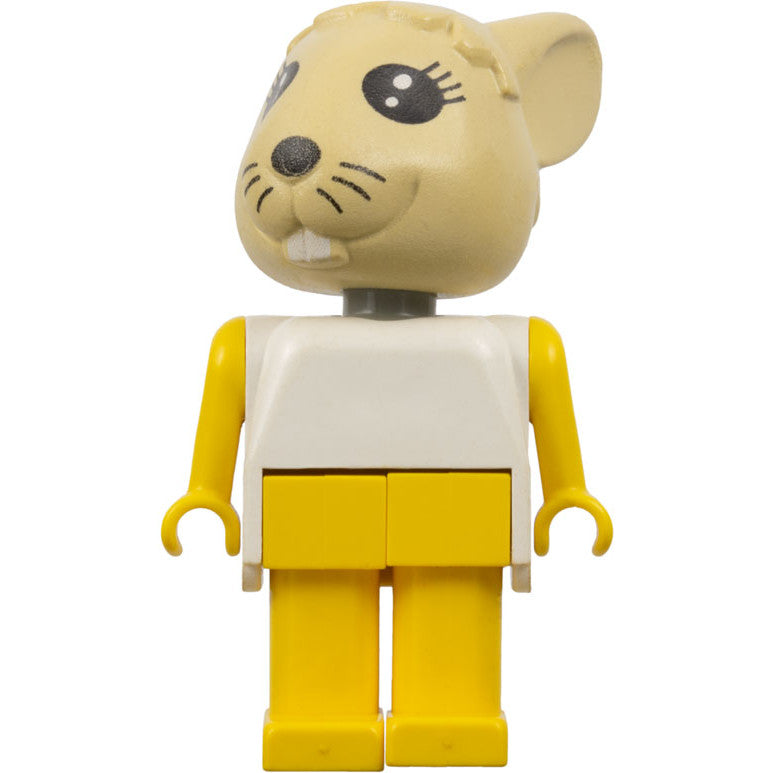 Minifig fab3c - Fabuland Rabbit - Bonnie Bunny, Tan Head, Yellow Legs and Arms, White Top
